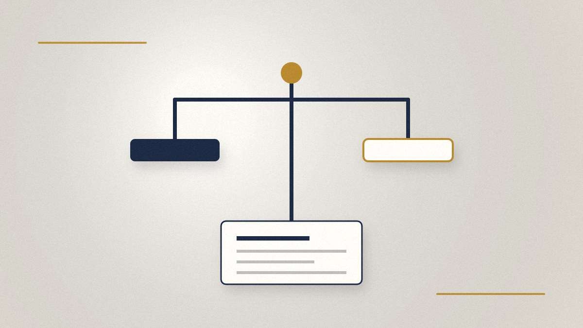Sue a timeshare company 2026 — editorial illustration of balanced scales above a contract, representing arbitration versus litigation options for owners