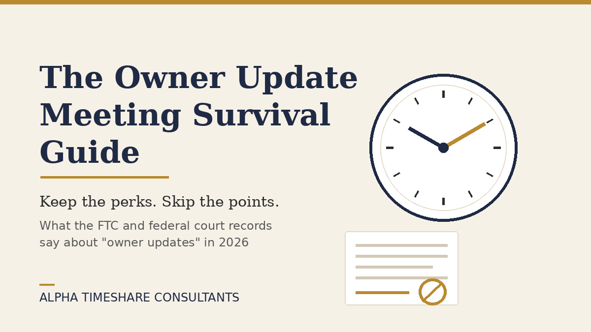 Timeshare owner update meeting in 2026 - a public-record guide from Alpha Timeshare Consultants